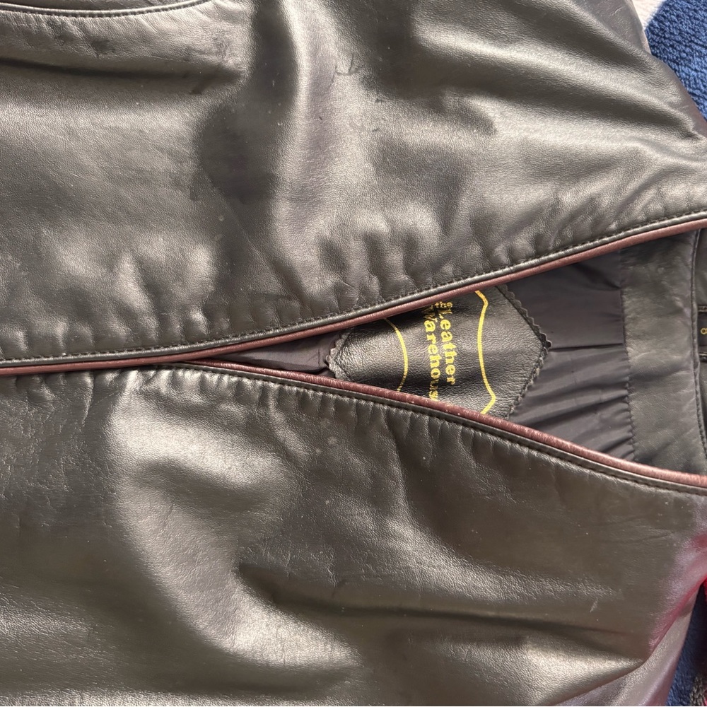 Black Leather Jacket with Smooth Water-Resistant Finish